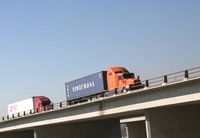 Highlight for Album: Trucks Crossing I-15 Bridge - 1/16/04